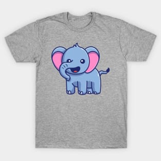 Cute Elephant Smiling Cartoon T-Shirt